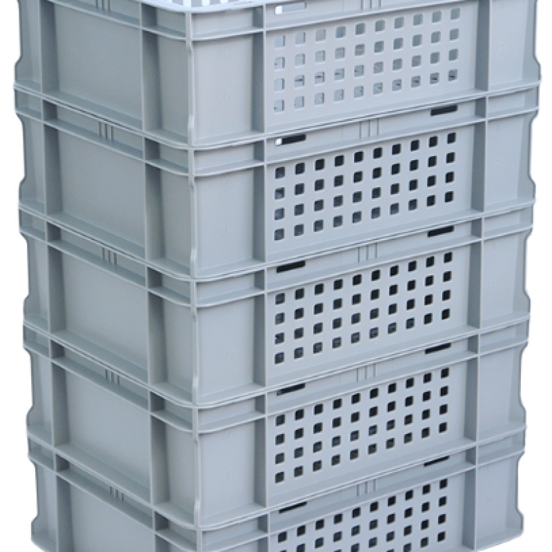 Ящик пластиковий малогабаритний 400*300*120 сірий перфорований