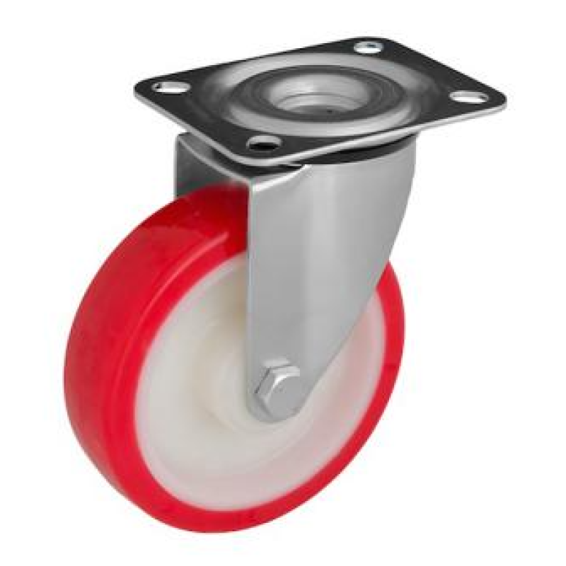 Колесо 125 мм з поліуретану у поворотному кронштейні з майданчиком, 200 кг