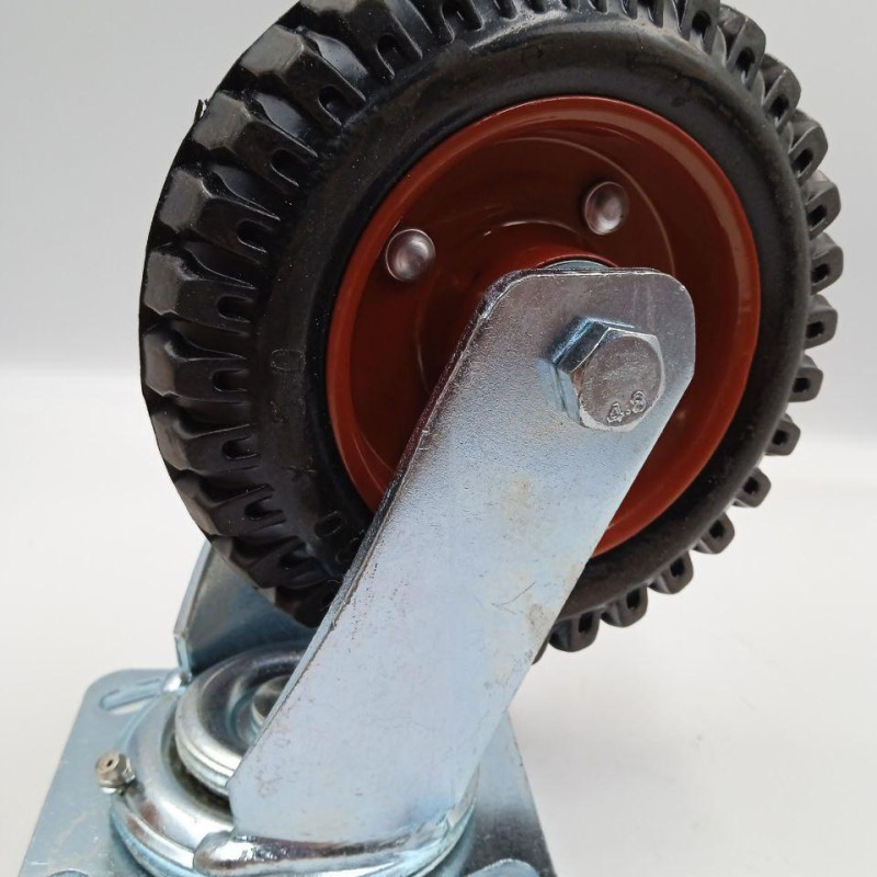 Колесо з цільнолитою гумовою шиною в поворотному кронштейні, 160 мм