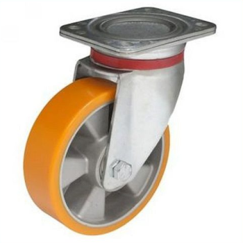 Колесо 160 мм, навантаження 600 кг, алюміній/поліуретан з поворотним посиленим кронштейном