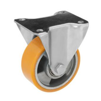 Колесо 125 мм, навантаження 200 кг, алюміній/поліуретан з неповоротним посиленим кронштейном
