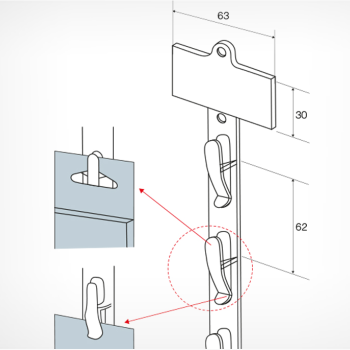 Підвісна страйп стрічка на 12 гачків, одностороння