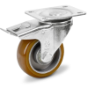 Колесо 100 мм, навантаження 300 кг, поліуретан із поворотним посиленим кронштейном і гальмом