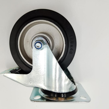 Колесо з гальмом, еластична гума, 125 мм (180 кг)