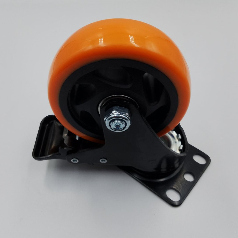 Колесо меблеве 100 мм поворотне з гальмом (100 кг)