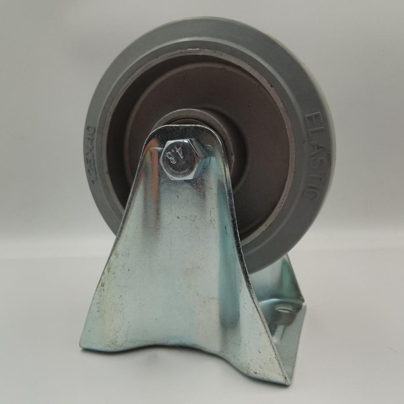 Колесо з еластичної гуми з неповоротним кронштейном 125 мм