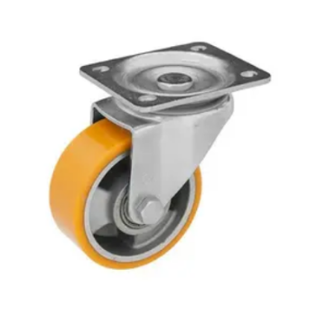 Колесо 125 мм, навантаження 200 кг, алюміній/поліуретан з поворотним кронштейном