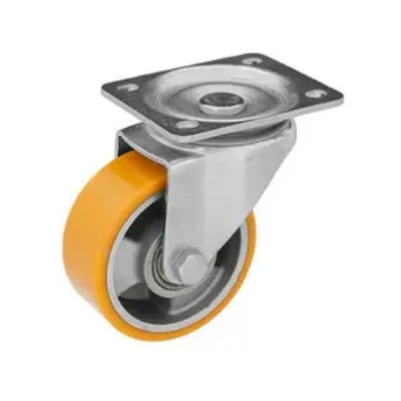 Колесо 125 мм, навантаження 200 кг, алюміній/поліуретан з поворотним кронштейном