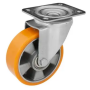 Колесо 150 мм, навантаження 400 кг, алюміній/поліуретан з поворотним кронштейном